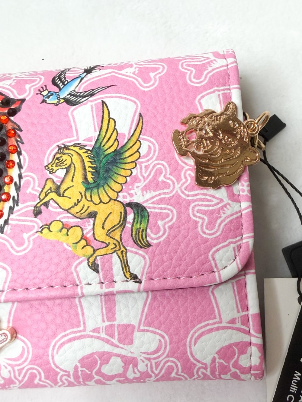 NWT Ed Hardy Pink Rhinestone Tiger Skull Y2K Wallet - Picture 4 of 6